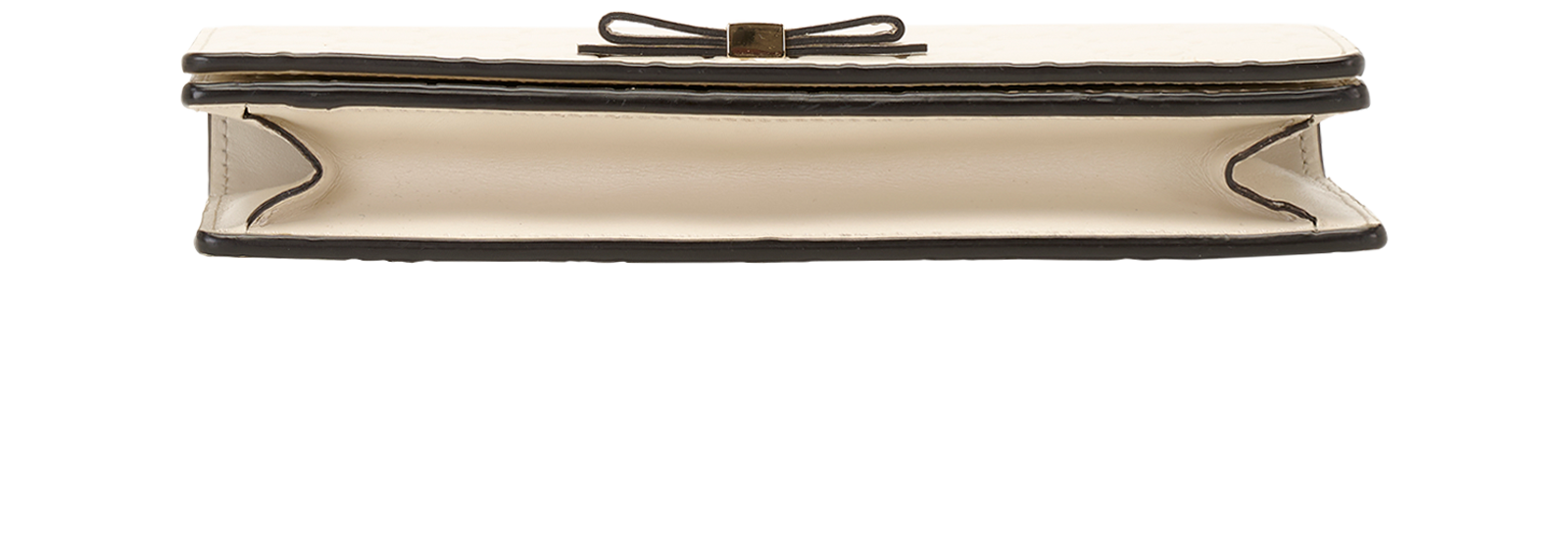 Mini Bow Signature Wallet On Chain, &pound;390, Handbags, Gold/White, Leather, Top view